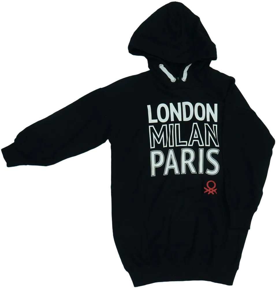 Fekete Benetton Kapucnis pulóver EU 122 / UK 7 év / US 7 év/M