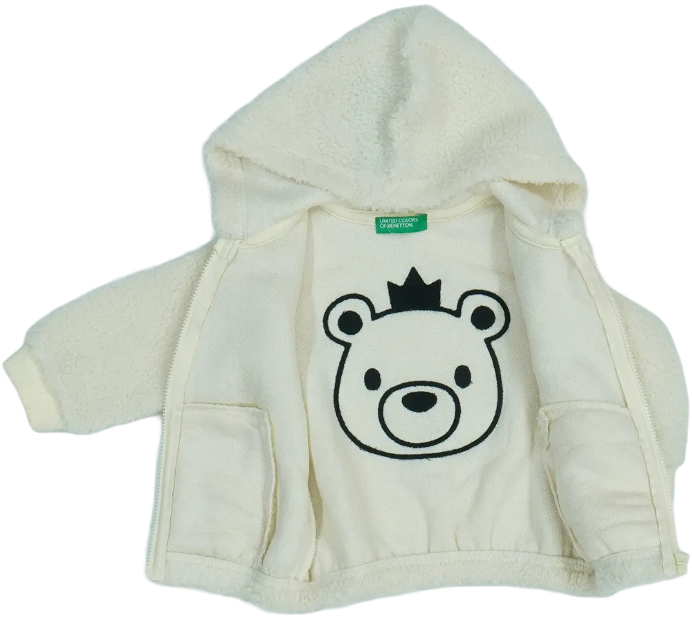 Fehér Benetton Kapucnis pulóver EU 74 / UK 6-9 hónap / US 6-9 hónap