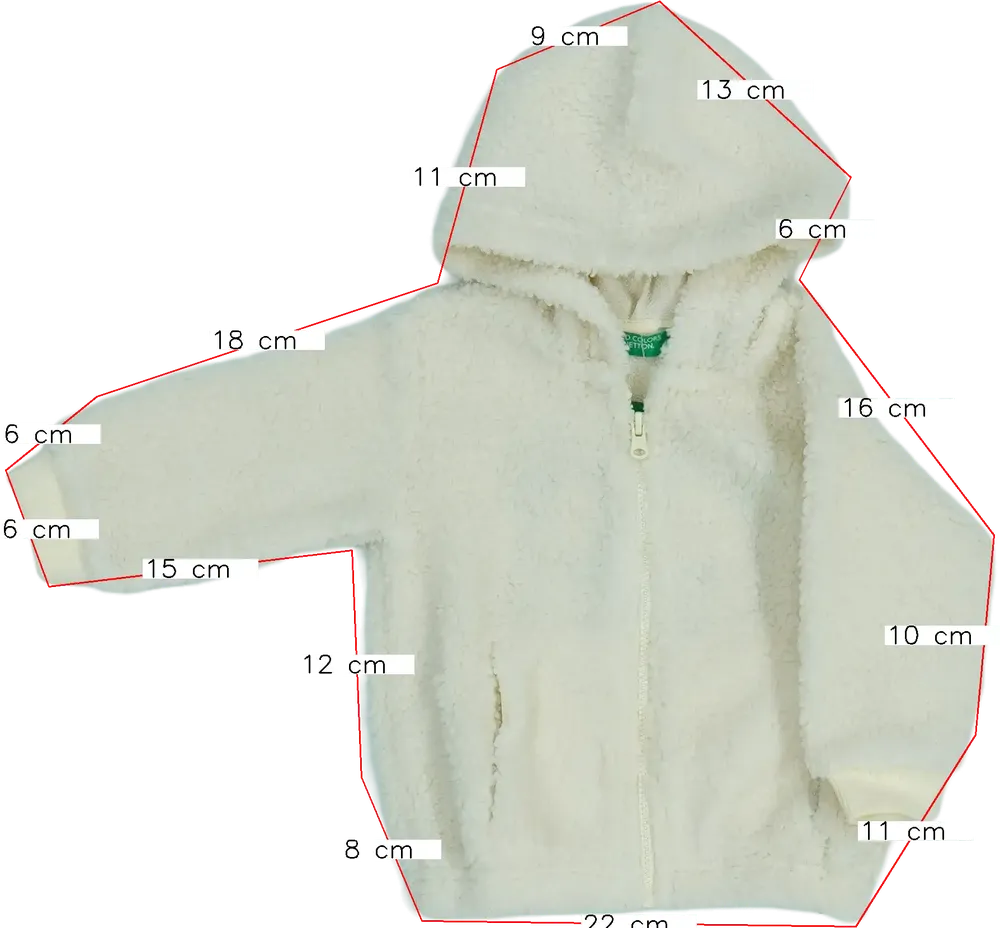 Fehér Benetton Kapucnis pulóver EU 74 / UK 6-9 hónap / US 6-9 hónap