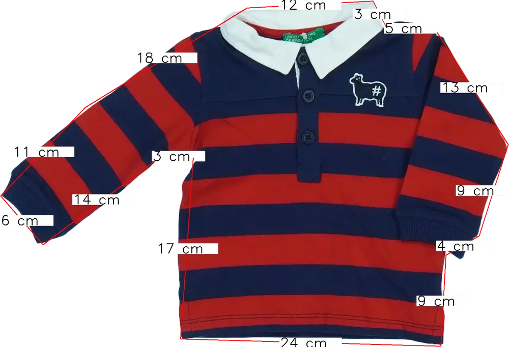 Piros Benetton Galléros póló EU 68 / UK 3-6 hónap / US 3-6 hónap