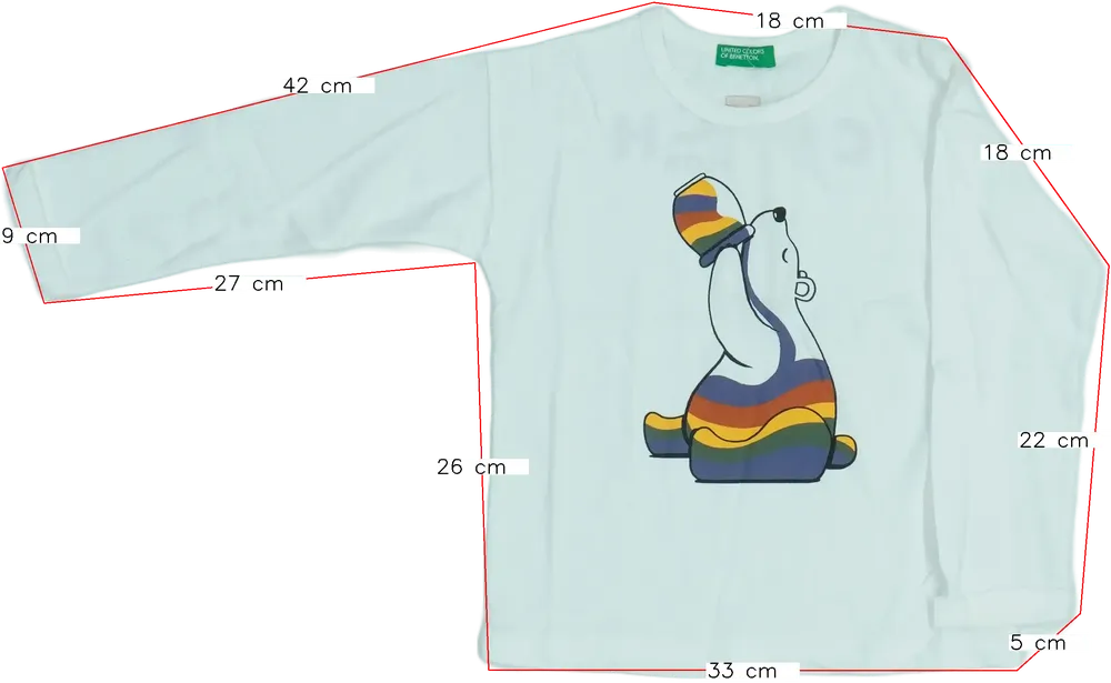 Fehér Benetton Hosszú ujjú felső EU 98 / UK 3 év / US 3T