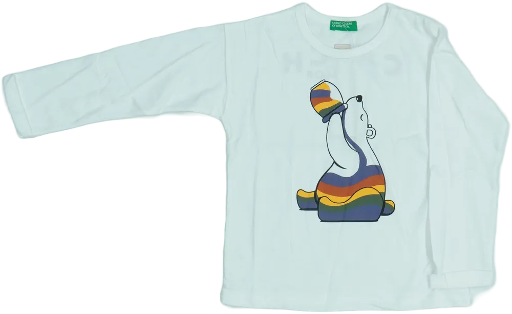 Fehér Benetton Hosszú ujjú felső EU 98 / UK 3 év / US 3T