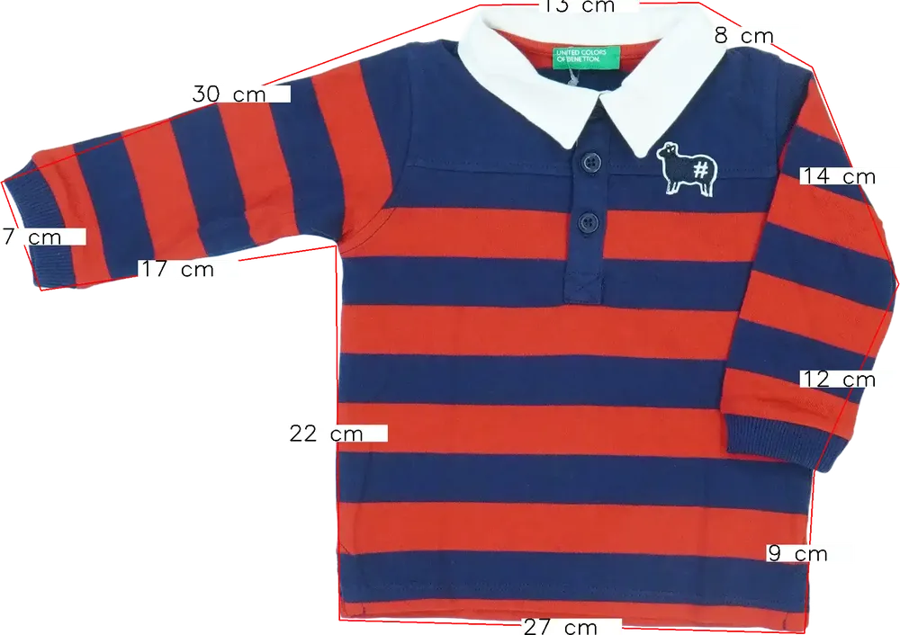 Piros Benetton Galléros póló EU 80 / UK 9-12 hónap / US 12 hónap