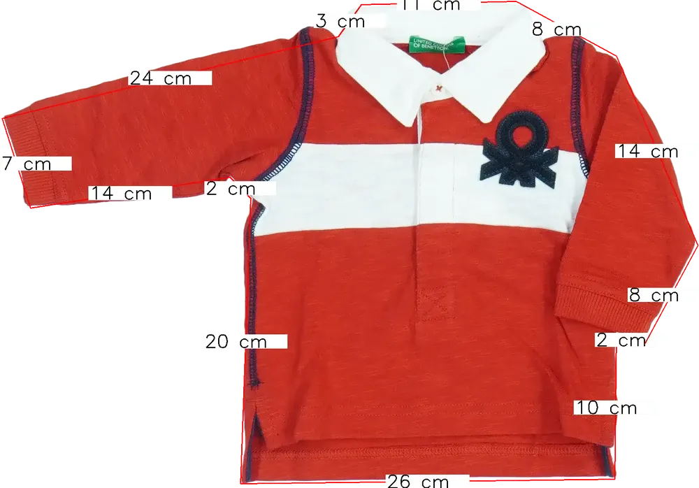 Piros Benetton Galléros póló EU 74 / UK 6-9 hónap / US 6-9 hónap