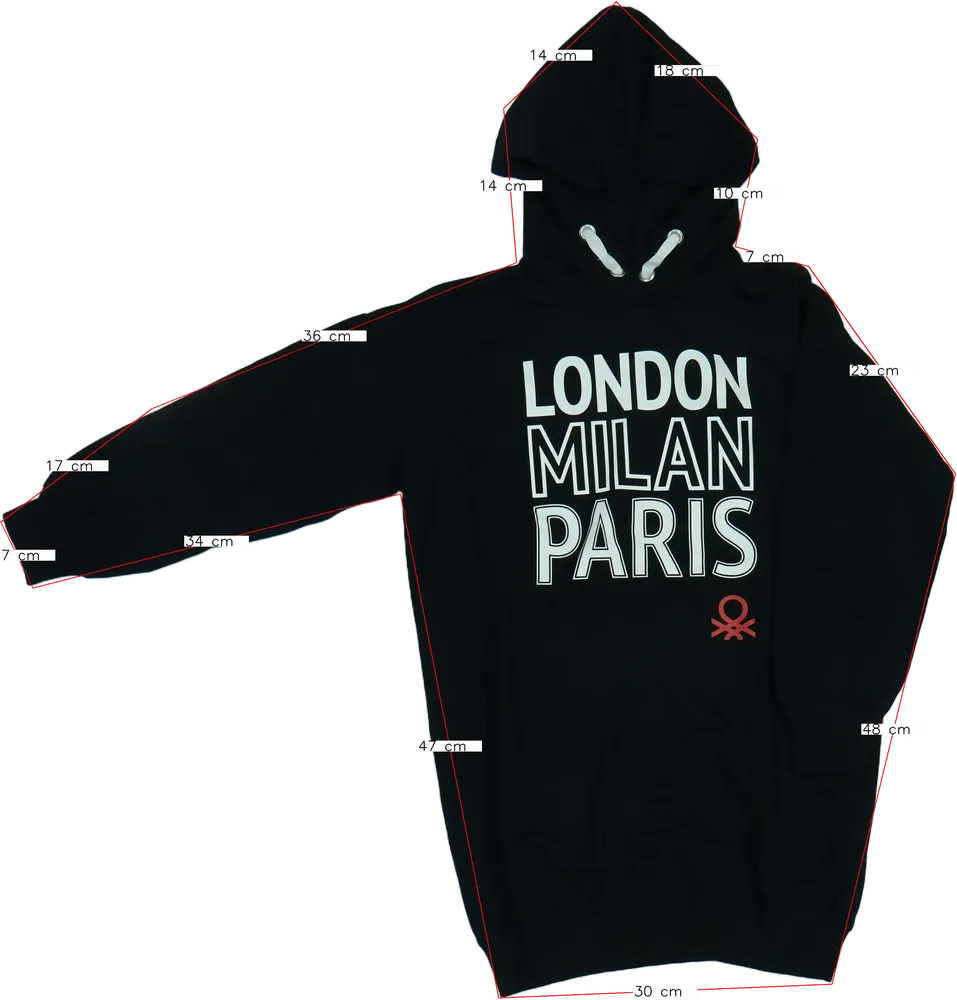 Fekete Benetton Kapucnis pulóver EU 128 / UK 8 év / US 8 év/M