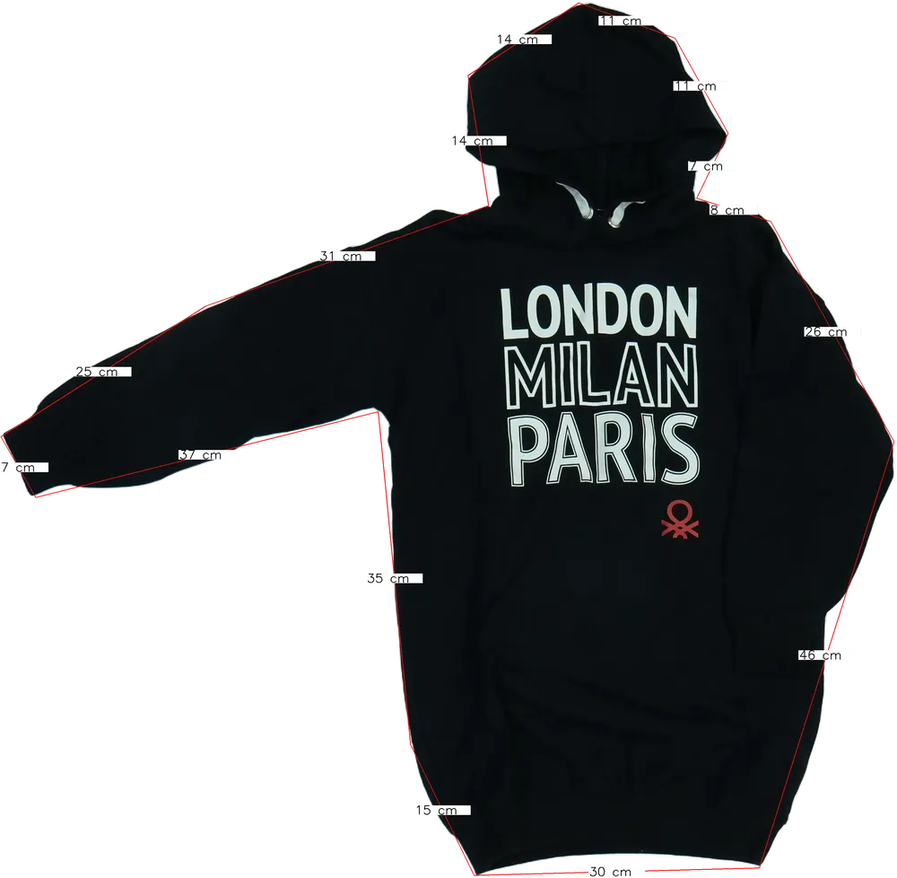 Fekete Benetton Kapucnis pulóver EU 134 / UK 9 év / US 9 év/L