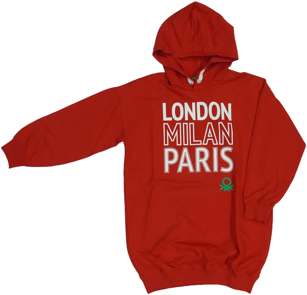 Piros Benetton Kapucnis pulóver EU 128 / UK 8 év / US 8 év/M