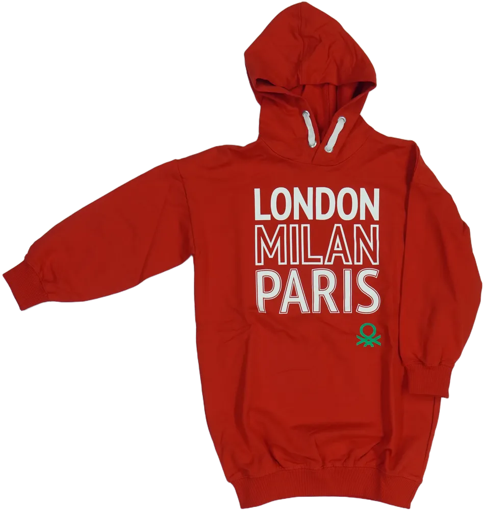 Piros Benetton Kapucnis pulóver EU 122 / UK 7 év / US 7 év/M