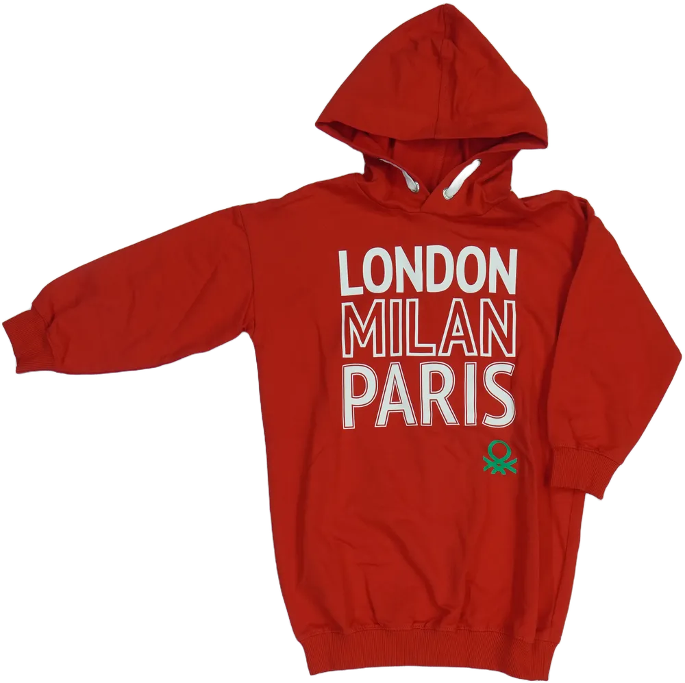 Piros Benetton Kapucnis pulóver EU 110 / UK 5 év / US 5 év/XS