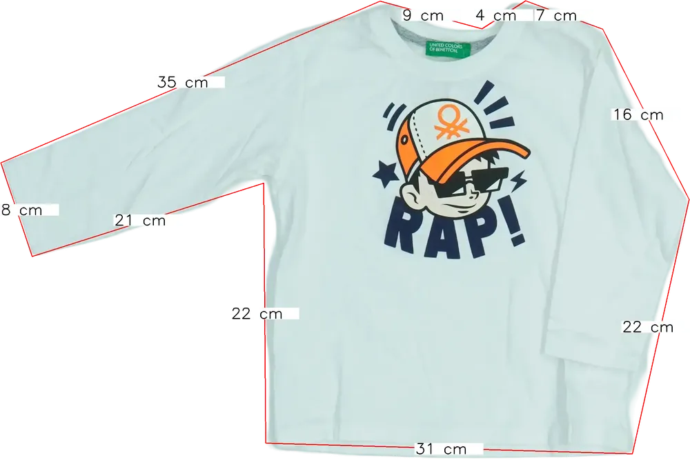 Fehér Benetton Hosszú ujjú felső EU 86 / UK 12-18 hónap / US 18 hónap