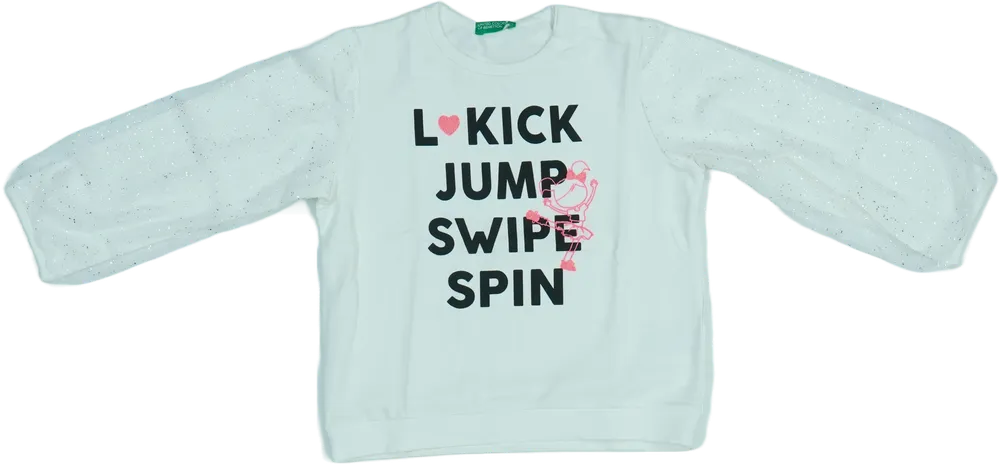 Fehér Benetton Hosszú ujjú felső EU 104 / UK 4 év / US 4T/XS