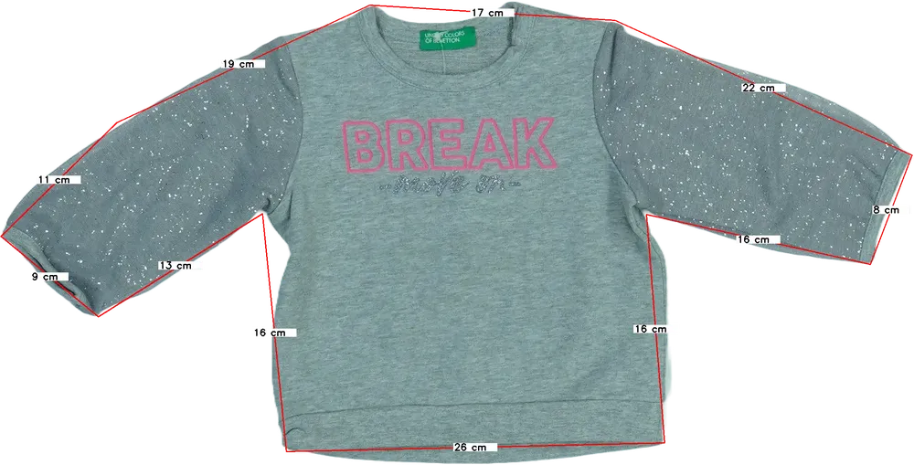 Szürke Benetton Hosszú ujjú felső EU 68 / UK 3-6 hónap / US 3-6 hónap