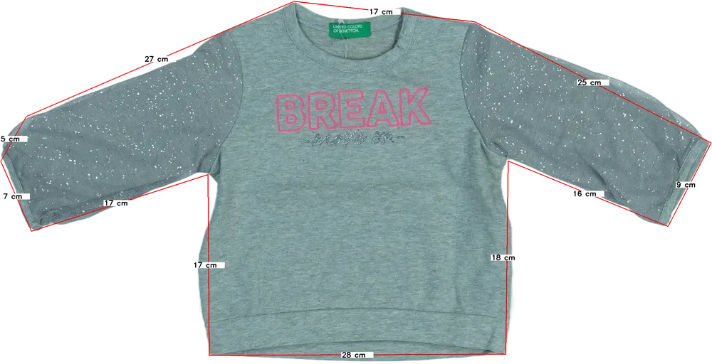 Szürke Benetton Hosszú ujjú felső EU 74 / UK 6-9 hónap / US 6-9 hónap