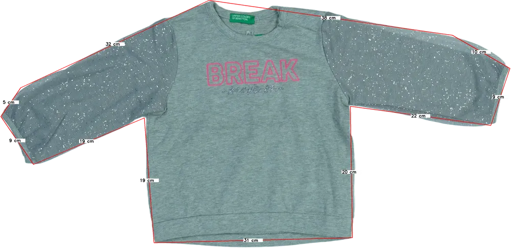 Szürke Benetton Hosszú ujjú felső EU 86 / UK 12-18 hónap / US 18 hónap