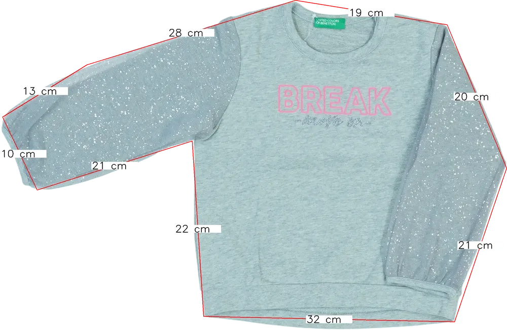 Szürke Benetton Hosszú ujjú felső EU 92 / UK 2 év / US 2T