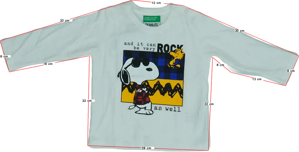 Fehér Peanuts Hosszú ujjú felső EU 74 / UK 6-9 hónap / US 6-9 hónap