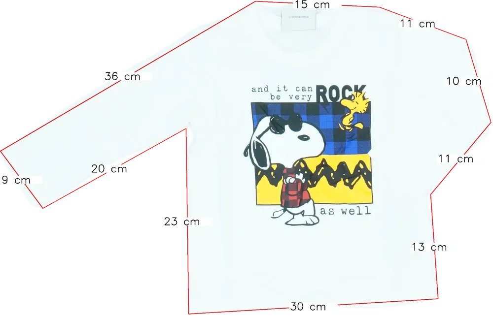 Fehér Peanuts Hosszú ujjú felső EU 86 / UK 12-18 hónap / US 18 hónap