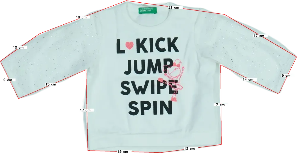 Fehér Benetton Hosszú ujjú felső EU 68 / UK 3-6 hónap / US 3-6 hónap