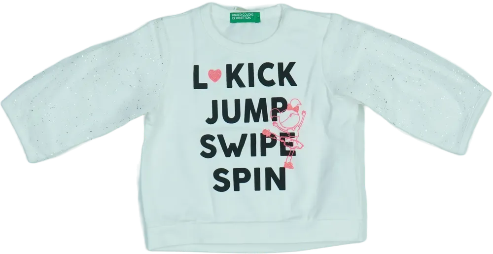 Fehér Benetton Hosszú ujjú felső EU 68 / UK 3-6 hónap / US 3-6 hónap