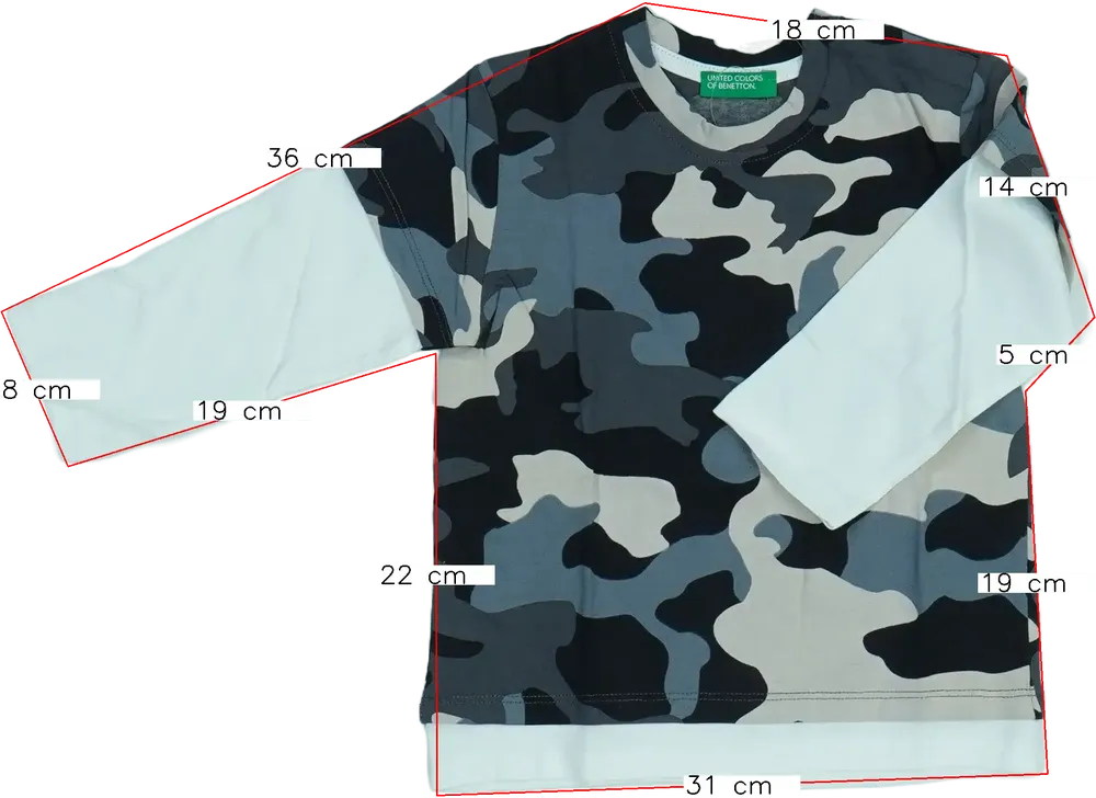 Terepszínű Benetton Hosszú ujjú felső EU 86 / UK 12-18 hónap / US 18 hónap