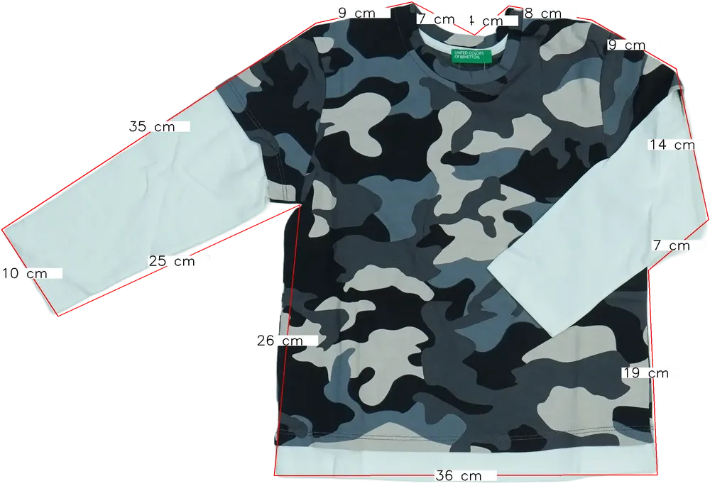 Terepszínű Benetton Hosszú ujjú felső EU 104 / UK 4 év / US 4T/XS