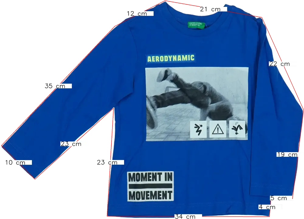 Kék Benetton Hosszú ujjú felső EU 110 / UK 5 év / US 5 év/XS