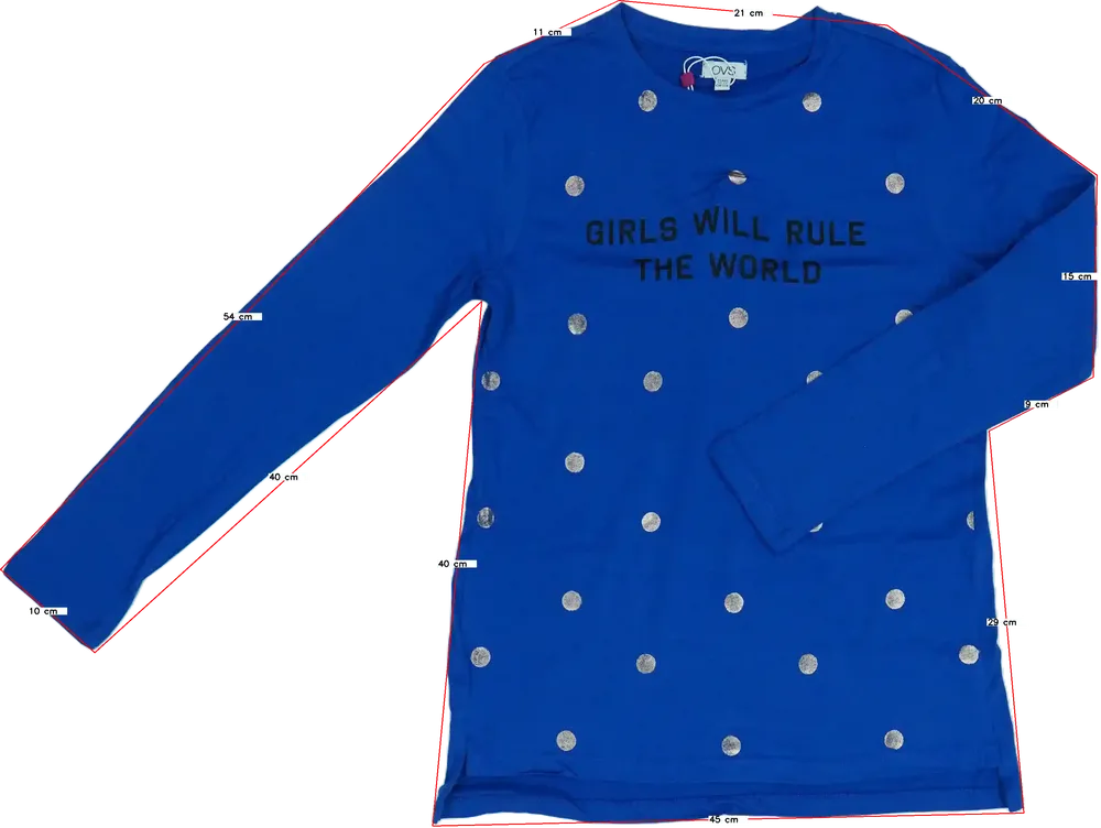 Kék OVS Hosszú ujjú felső EU 158 / UK 13 év / US 14 év/XL