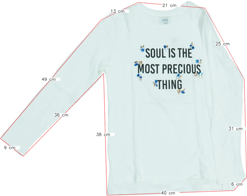 Fehér OVS Hosszú ujjú felső EU 146 / UK 11 év / US 12 év/L