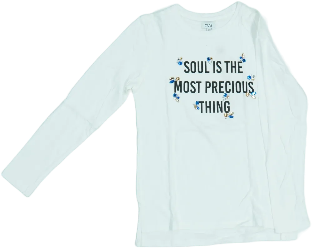 Fehér OVS Hosszú ujjú felső EU 146 / UK 11 év / US 12 év/L