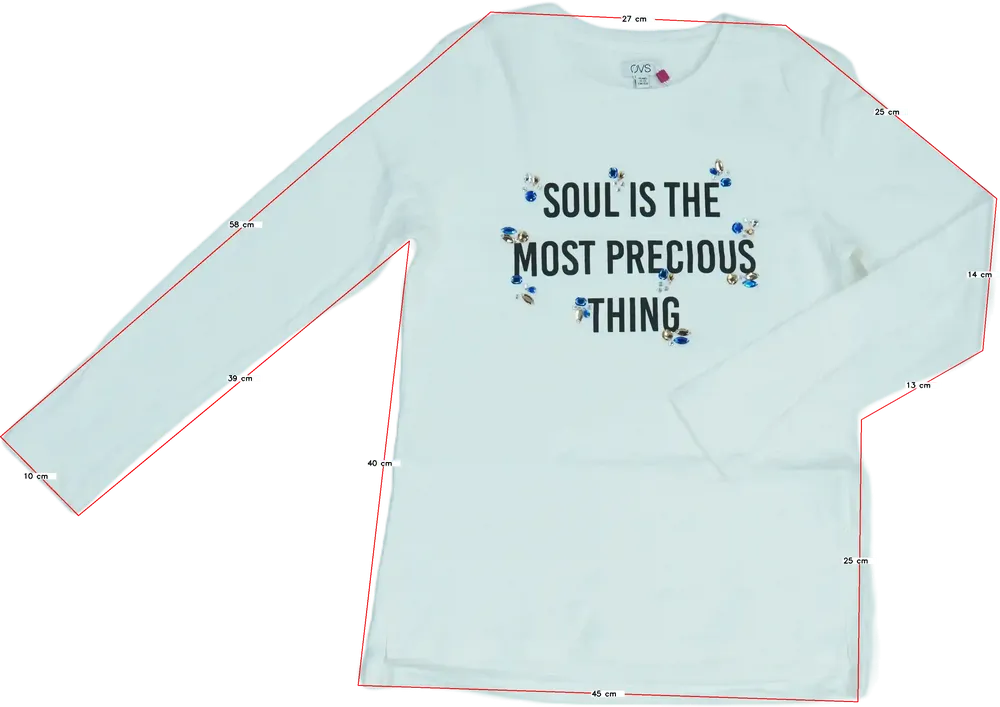 Fehér OVS Hosszú ujjú felső EU 158 / UK 13 év / US 14 év/XL