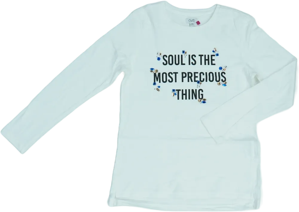 Fehér OVS Hosszú ujjú felső EU 158 / UK 13 év / US 14 év/XL