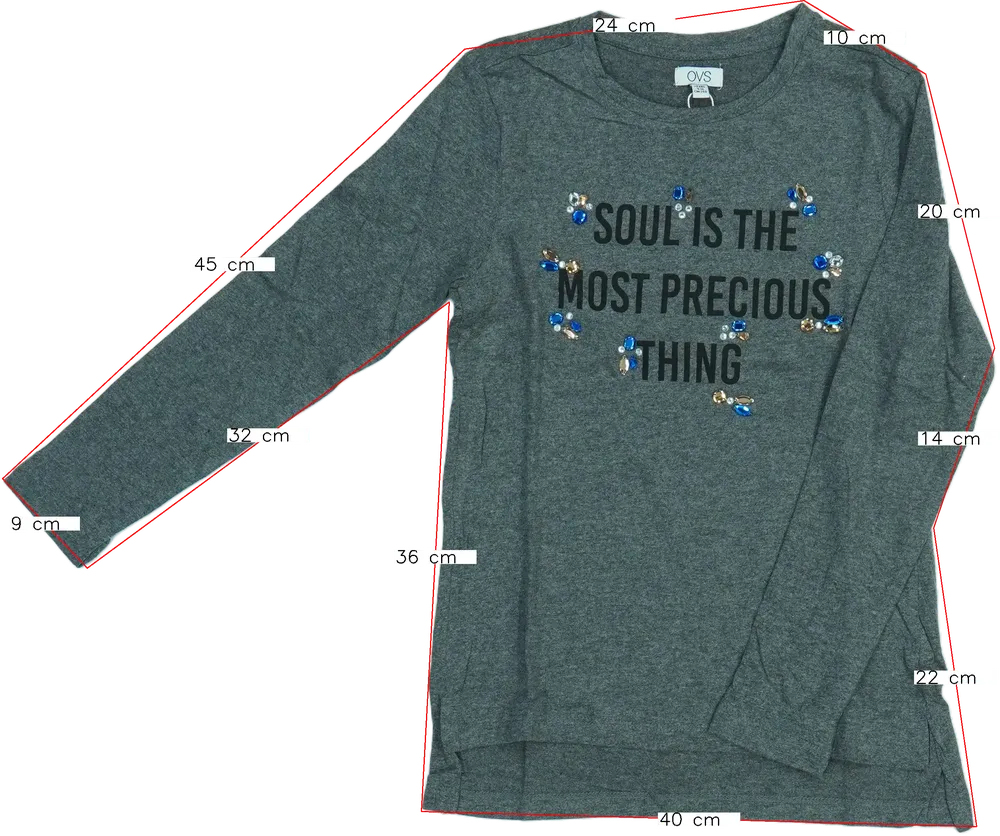 Szürke OVS Hosszú ujjú felső EU 140 / UK 10 év / US 10 év/L