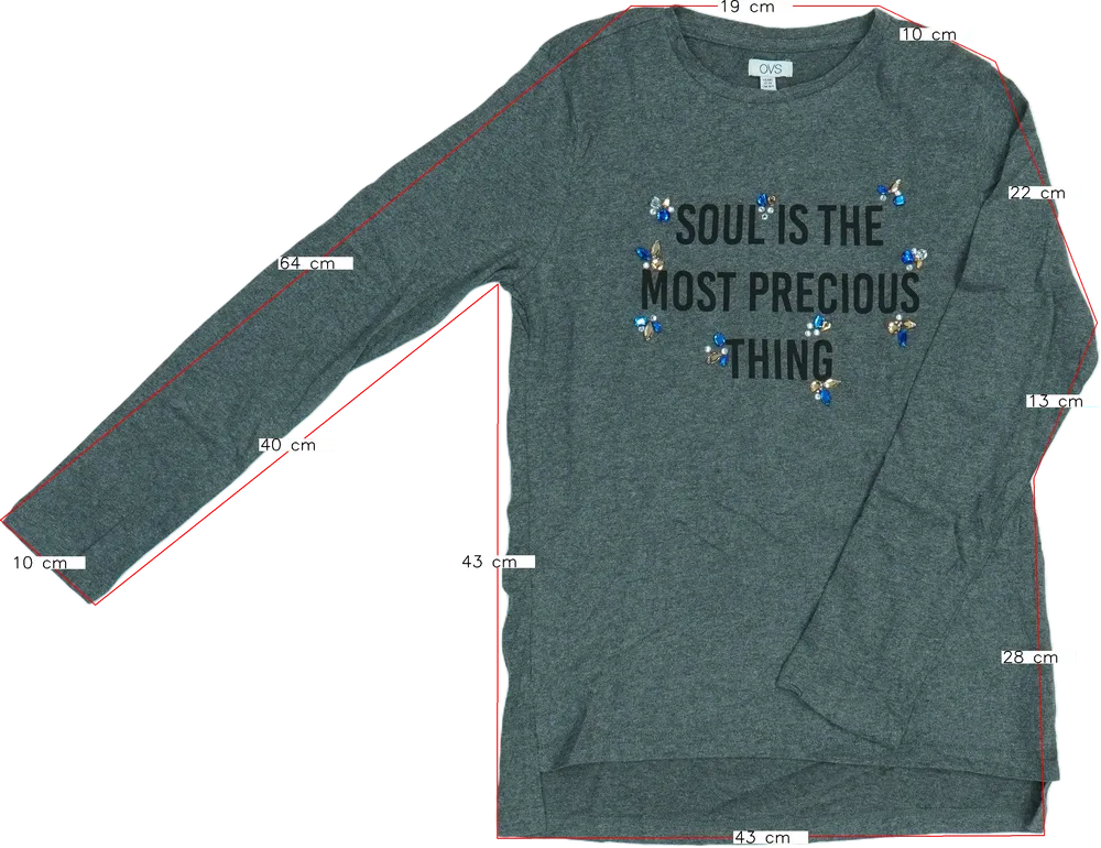 Szürke OVS Hosszú ujjú felső EU 164 / UK 14 év / US 14 év/XL