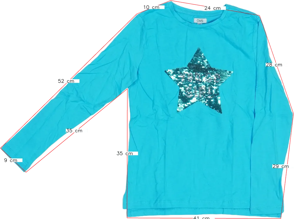 Kék OVS Hosszú ujjú felső EU 146 / UK 11 év / US 12 év/L