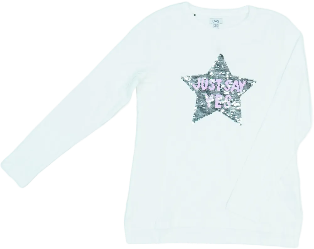 Fehér OVS Hosszú ujjú felső EU 146 / UK 11 év / US 12 év/L