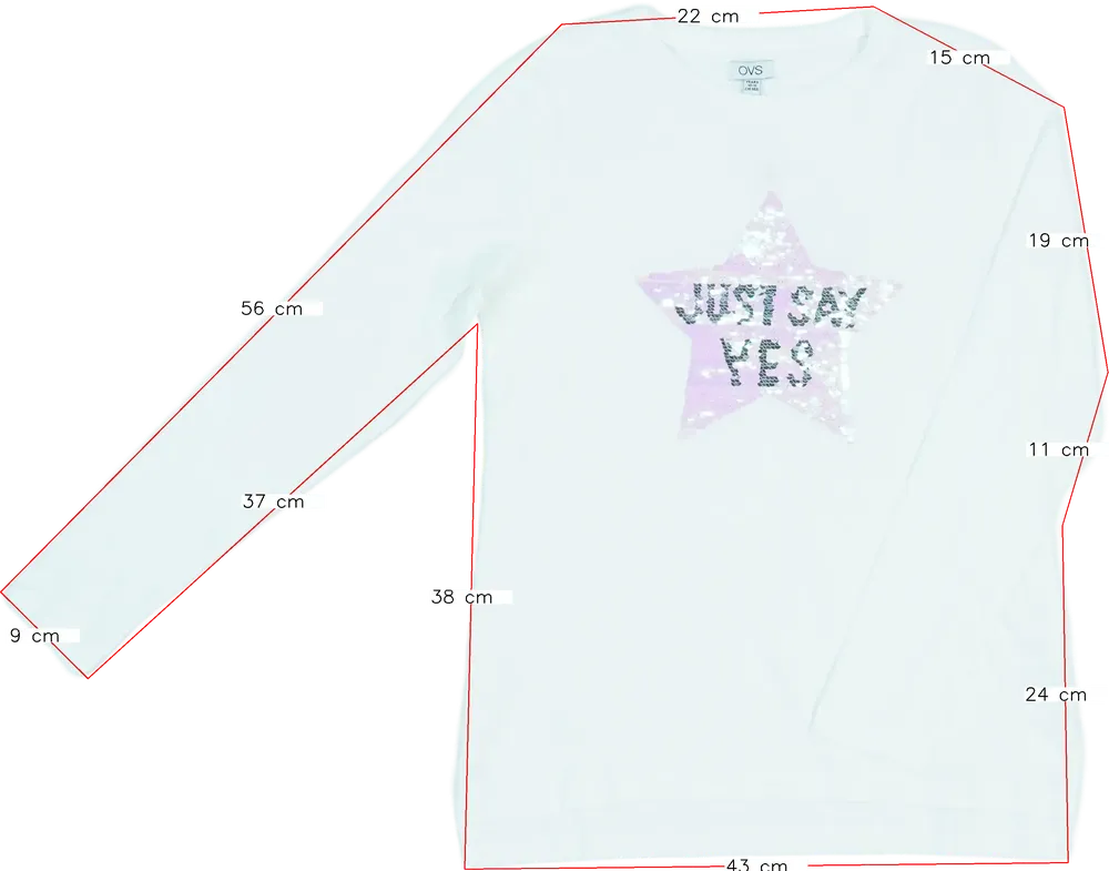 Fehér OVS Hosszú ujjú felső EU 146 / UK 11 év / US 12 év/L