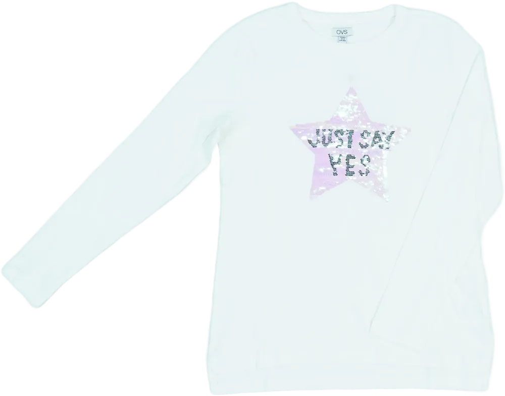 Fehér OVS Hosszú ujjú felső EU 146 / UK 11 év / US 12 év/L