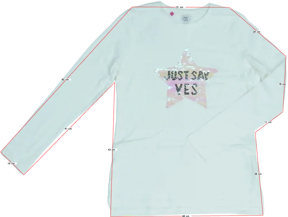 Fehér OVS Hosszú ujjú felső EU 170 / UK 15 év / US XL