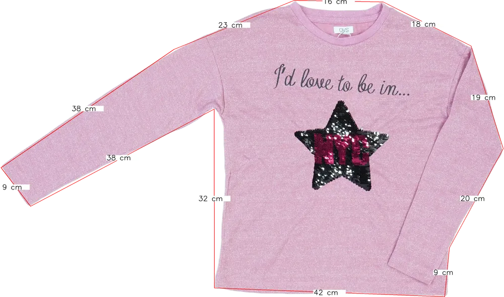 Rózsaszín OVS Hosszú ujjú felső EU 152 / UK 12 év / US 12 év/L