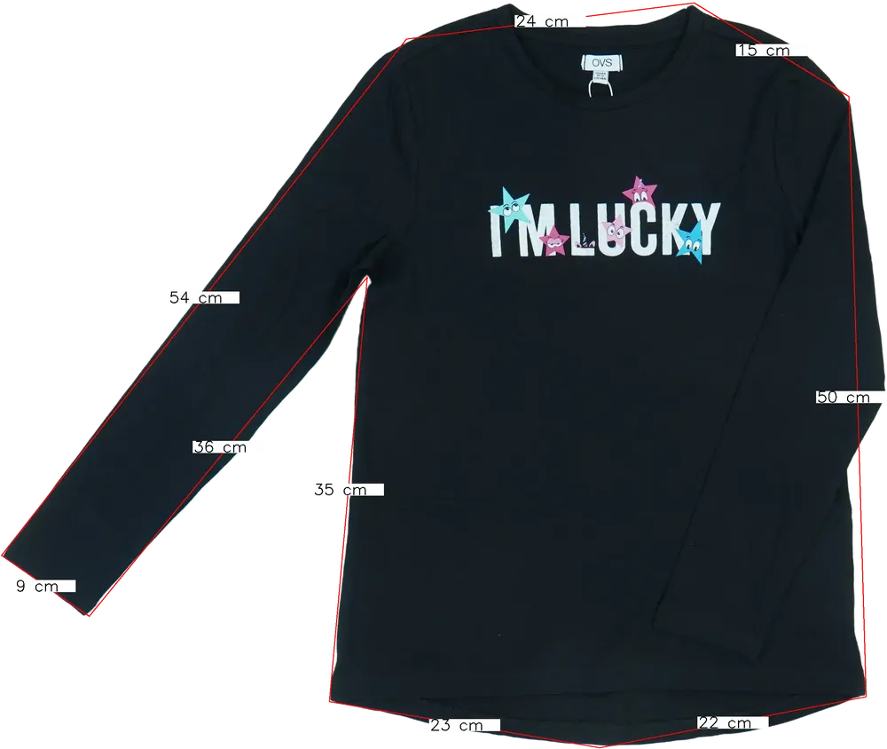 Fekete OVS Hosszú ujjú felső EU 146 / UK 11 év / US 12 év/L