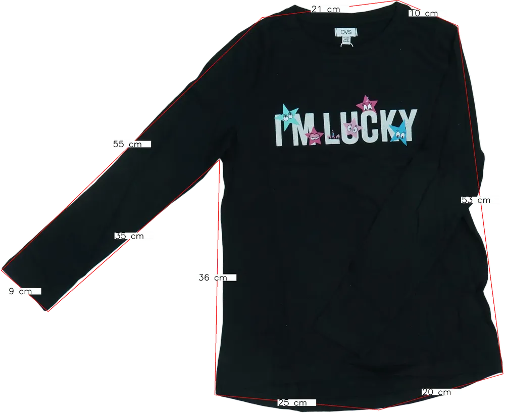 Fekete OVS Hosszú ujjú felső EU 152 / UK 12 év / US 12 év/L