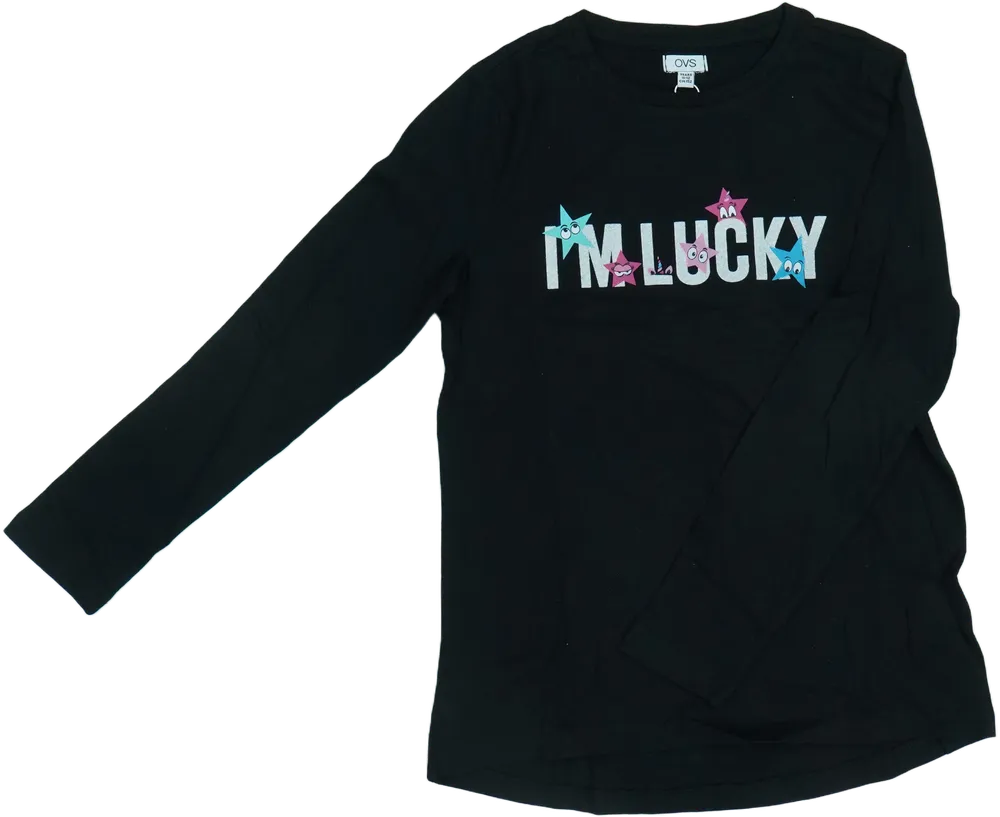 Fekete OVS Hosszú ujjú felső EU 152 / UK 12 év / US 12 év/L