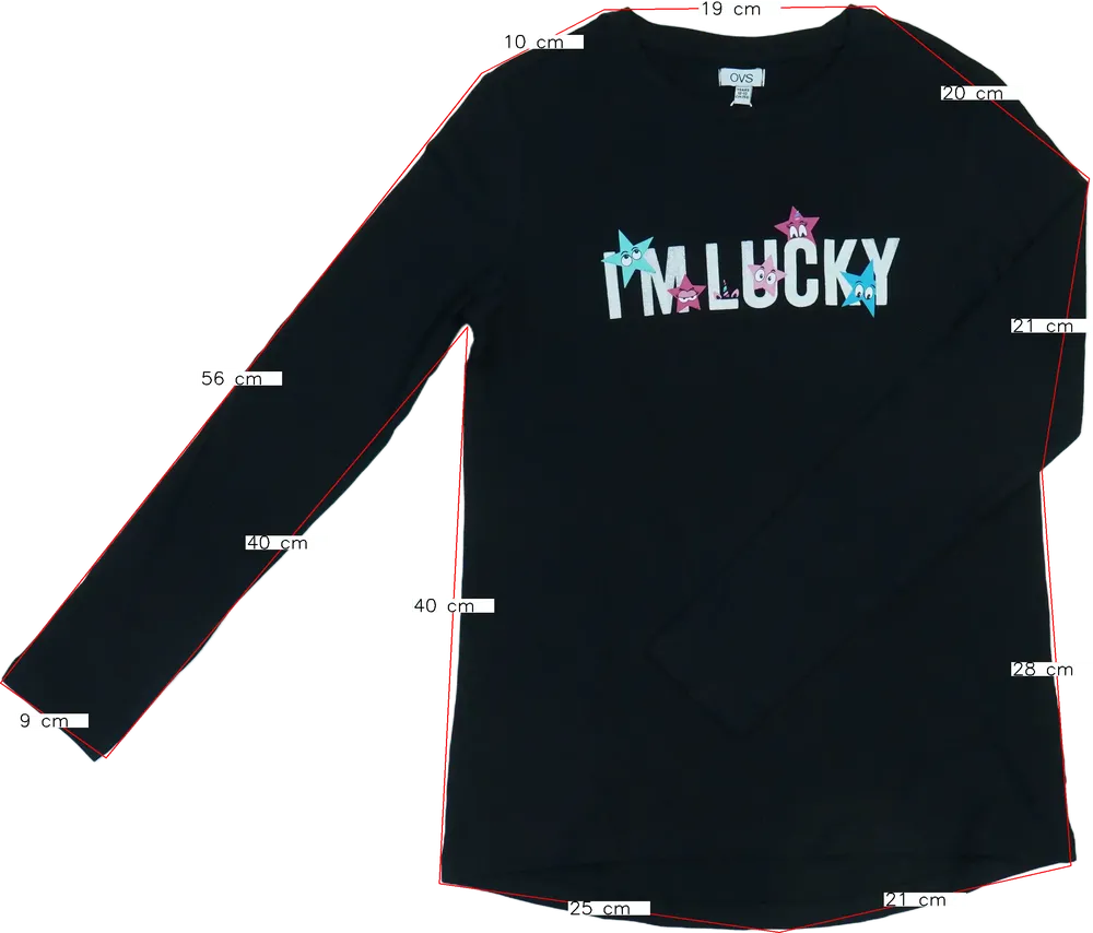 Fekete OVS Hosszú ujjú felső EU 158 / UK 13 év / US 14 év/XL