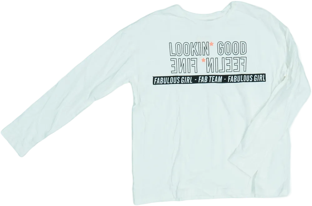 Fehér OVS Hosszú ujjú felső EU 170 / UK 15 év / US XL