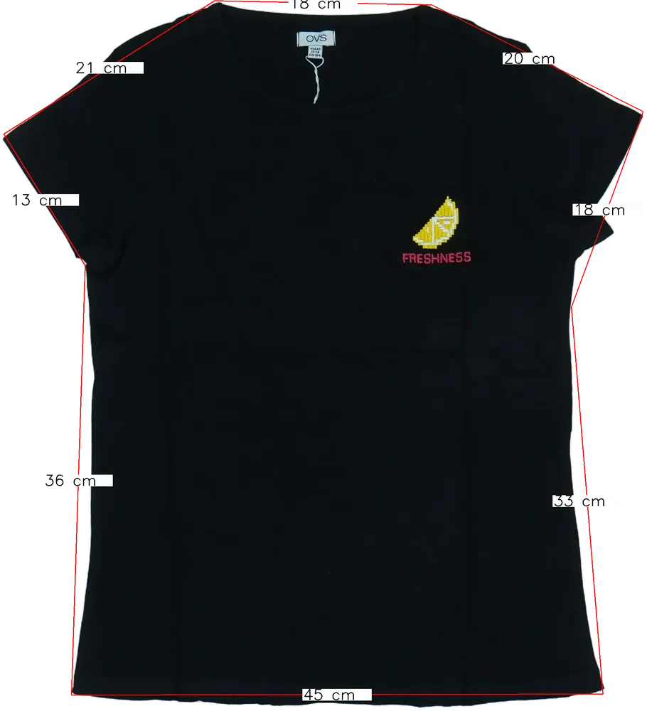 Fekete OVS Póló EU 164 / UK 14 év / US 14 év/XL