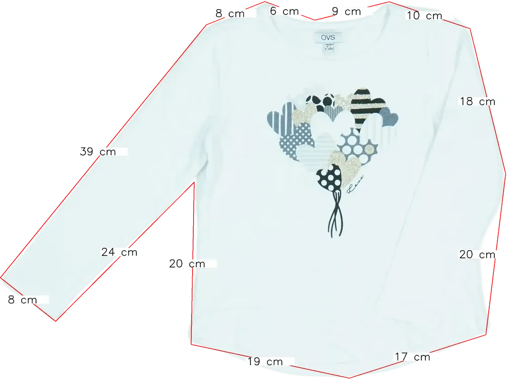 Fehér OVS Hosszú ujjú felső EU 110 / UK 5 év / US 5 év/XS