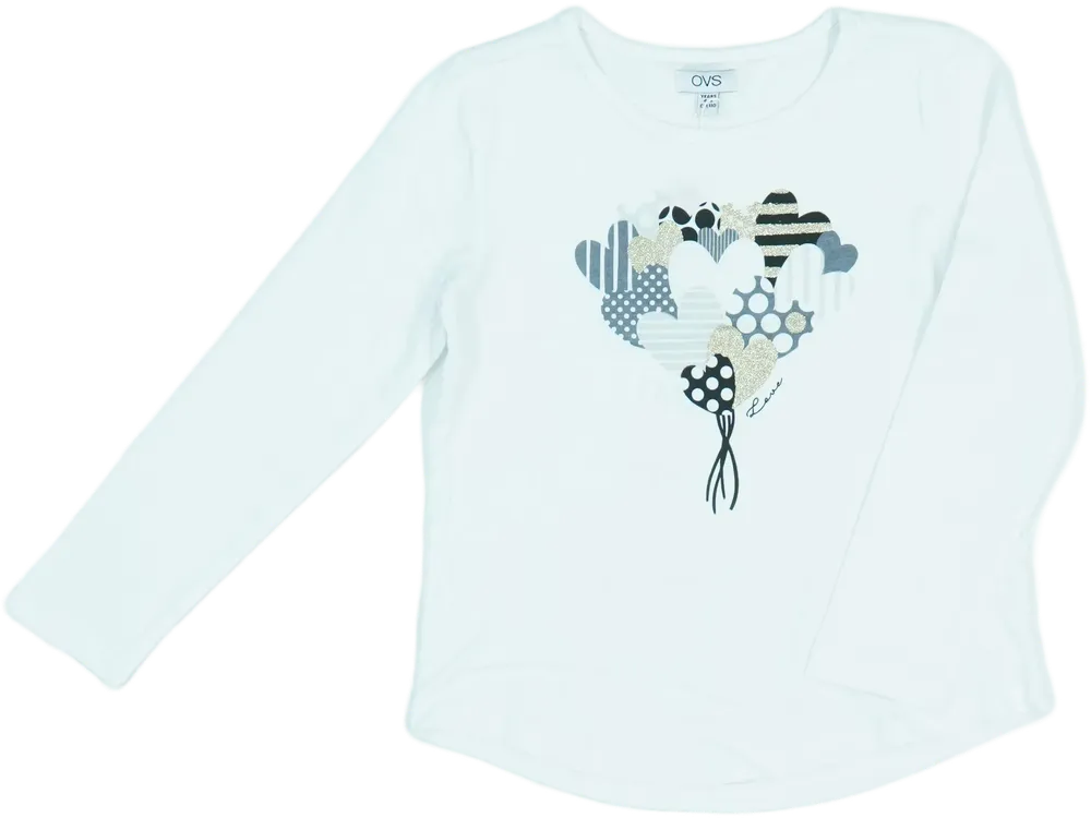 Fehér OVS Hosszú ujjú felső EU 110 / UK 5 év / US 5 év/XS