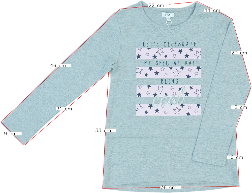 Szürke OVS Hosszú ujjú felső EU 128 / UK 8 év / US 8 év/M