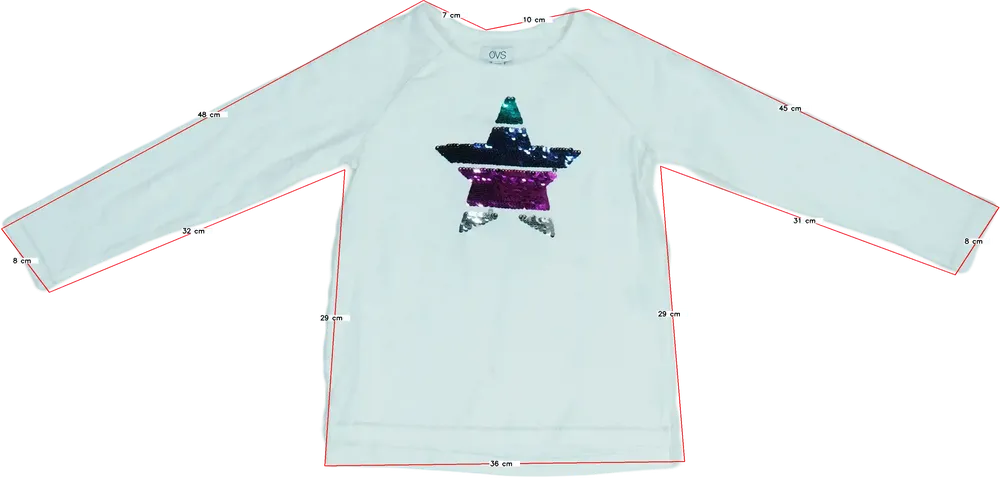 Fehér OVS Hosszú ujjú felső EU 116 / UK 6 év / US 6 év/S