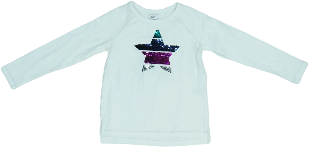 Fehér OVS Hosszú ujjú felső EU 116 / UK 6 év / US 6 év/S